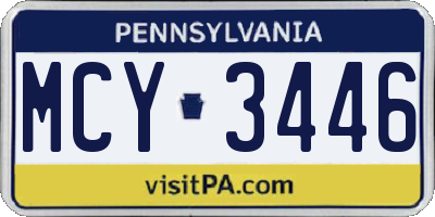 PA license plate MCY3446
