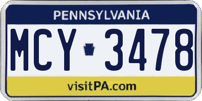 PA license plate MCY3478