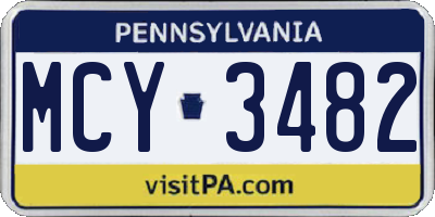 PA license plate MCY3482