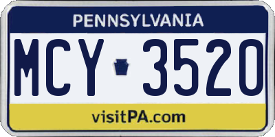 PA license plate MCY3520