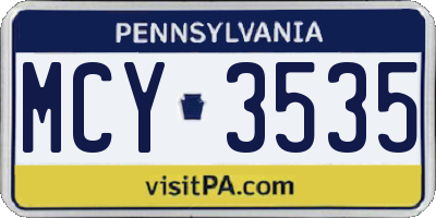 PA license plate MCY3535