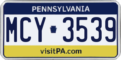 PA license plate MCY3539