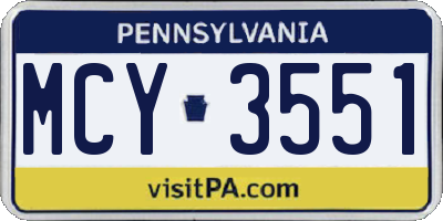 PA license plate MCY3551