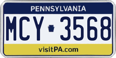 PA license plate MCY3568
