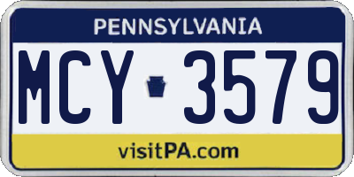 PA license plate MCY3579