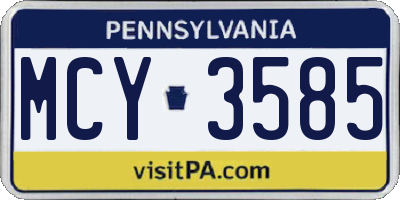 PA license plate MCY3585
