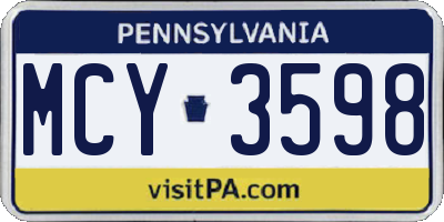PA license plate MCY3598