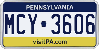 PA license plate MCY3606