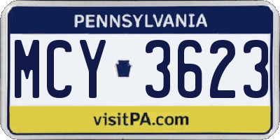 PA license plate MCY3623