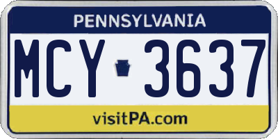 PA license plate MCY3637