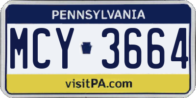 PA license plate MCY3664