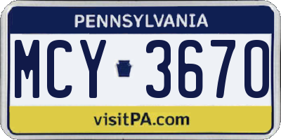 PA license plate MCY3670