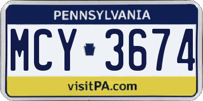 PA license plate MCY3674