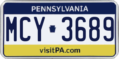 PA license plate MCY3689