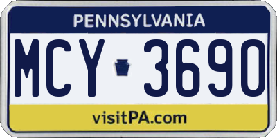 PA license plate MCY3690