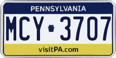 PA license plate MCY3707