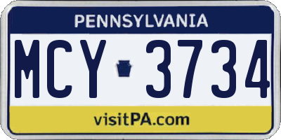 PA license plate MCY3734