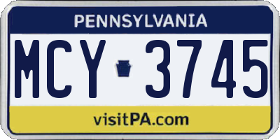 PA license plate MCY3745