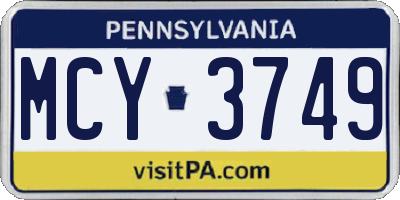 PA license plate MCY3749