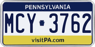 PA license plate MCY3762