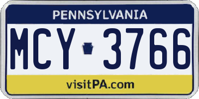 PA license plate MCY3766