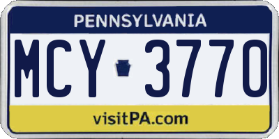 PA license plate MCY3770