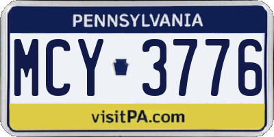 PA license plate MCY3776