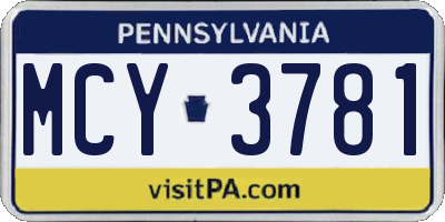 PA license plate MCY3781