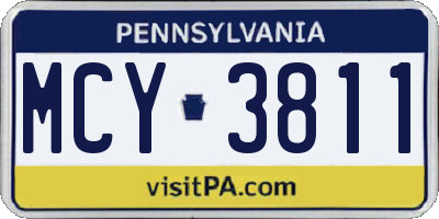 PA license plate MCY3811
