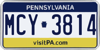 PA license plate MCY3814