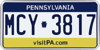 PA license plate MCY3817