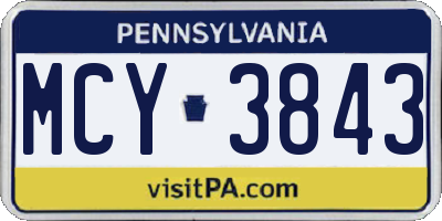 PA license plate MCY3843