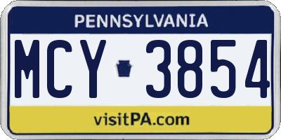 PA license plate MCY3854