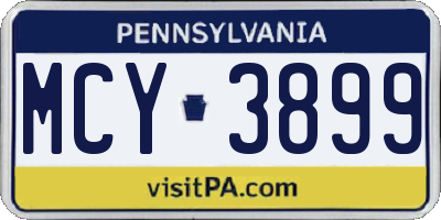 PA license plate MCY3899