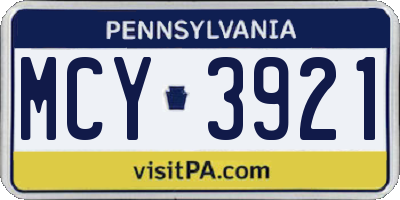 PA license plate MCY3921