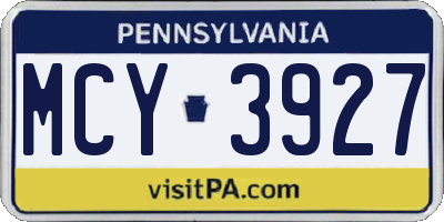 PA license plate MCY3927