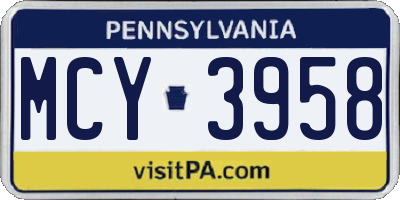 PA license plate MCY3958