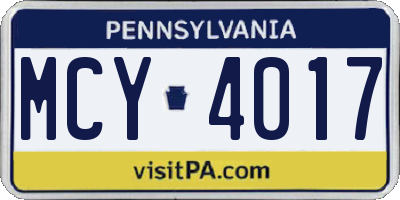 PA license plate MCY4017