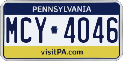 PA license plate MCY4046