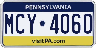PA license plate MCY4060