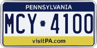 PA license plate MCY4100