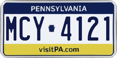 PA license plate MCY4121