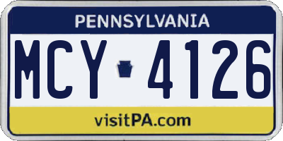 PA license plate MCY4126