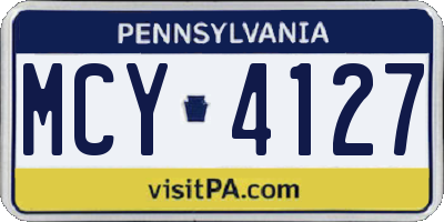 PA license plate MCY4127