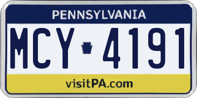 PA license plate MCY4191