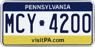 PA license plate MCY4200