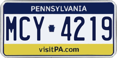 PA license plate MCY4219