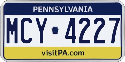 PA license plate MCY4227