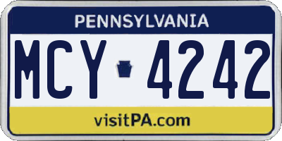PA license plate MCY4242