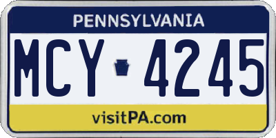 PA license plate MCY4245